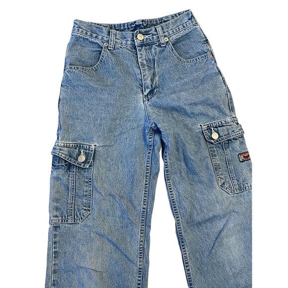 80's Jordache Stonewash Denim Blue Jeans Size 24x25 Straight Leg Cargo - Picture 3 of 14